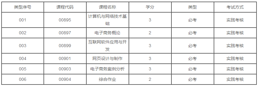 辽宁2020年自学考试电子商务专业专科有几门实践课？(图1)