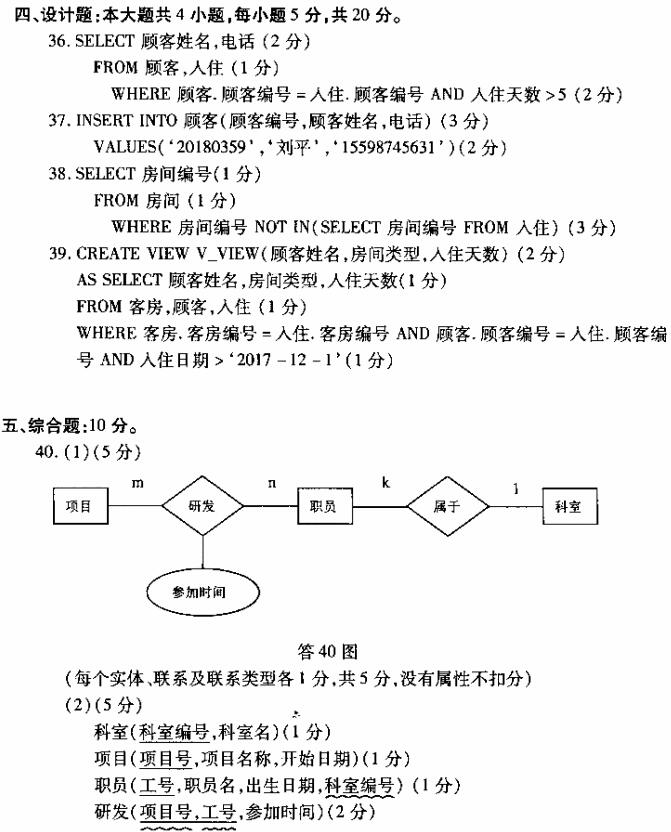 2018年4月工学类自考《互联网数据库》真题及答案(图1)